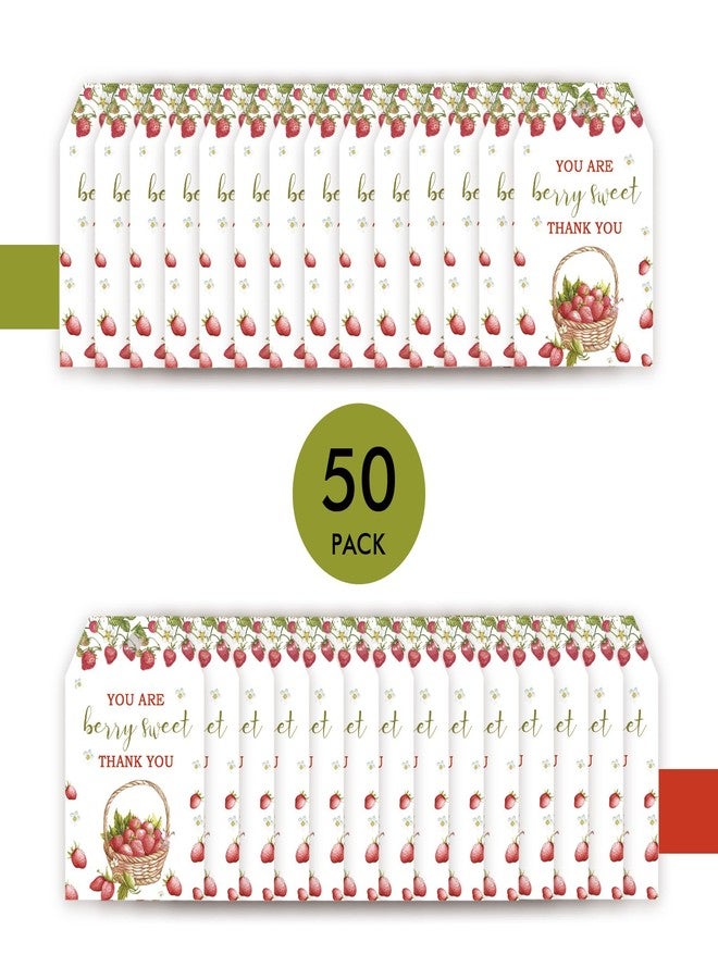 FORSHEEP 50pcs Strawberry Thank You Tags, Berry Sweet Gift Tag with String for Fruit Themed Party, Thank You Paper Tags for Girl Birthday/Sweet One Party Favors - Image 3